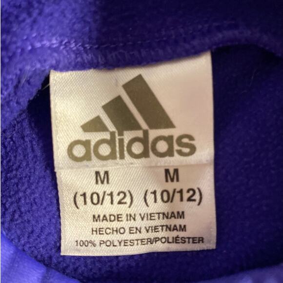 Adidas Purple Pullover Hoodie Girls Size M (10/12) Gold Logo Activewear - Picture 3 of 5